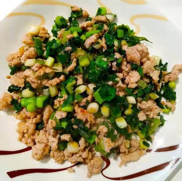 Fried Minced Pork with Garlic Greens Richmond GAIA Farm