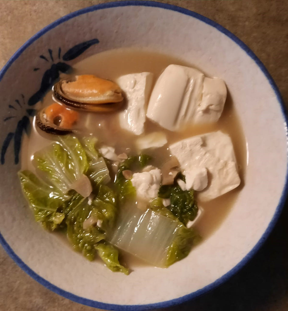 Napa Cabbage, Tofu, Mussel Soup